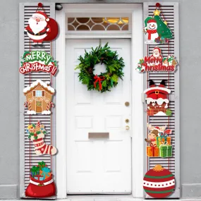 10pcs  Christmas Party Decoration Socks Snowman Door Hanging Christmas Scene Decoration Pendant Decoration Couplet