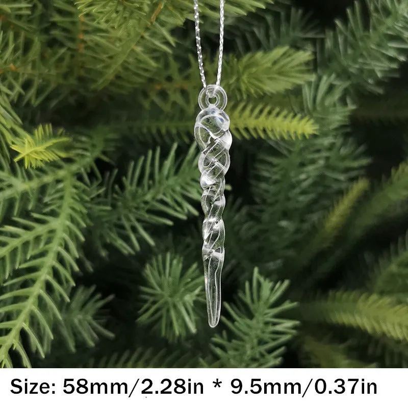10pcs Sparkling Acrylic Icicle Ornaments - Versatile Christmas Tree Decorations for Holiday & Winter Parties, No Battery Needed, Christmas Decor