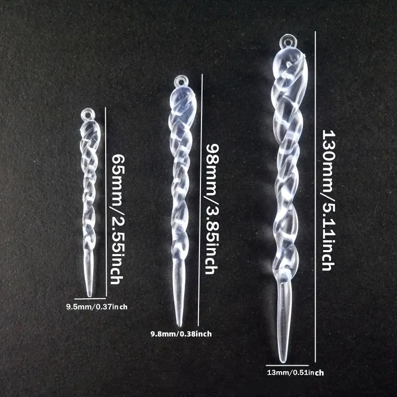 10pcs Sparkling Acrylic Icicle Ornaments - Versatile Christmas Tree Decorations for Holiday & Winter Parties, No Battery Needed, Christmas Decor