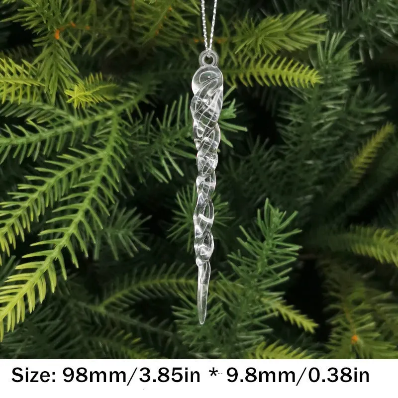 10pcs Sparkling Acrylic Icicle Ornaments - Versatile Christmas Tree Decorations for Holiday & Winter Parties, No Battery Needed, Christmas Decor