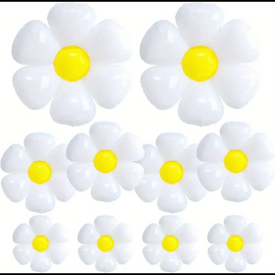 10pcs Vibrant Daisy Flower Balloons - Adorable Floral Decor - Brighten Up Birthday, Wedding & Outdoor Celebrations