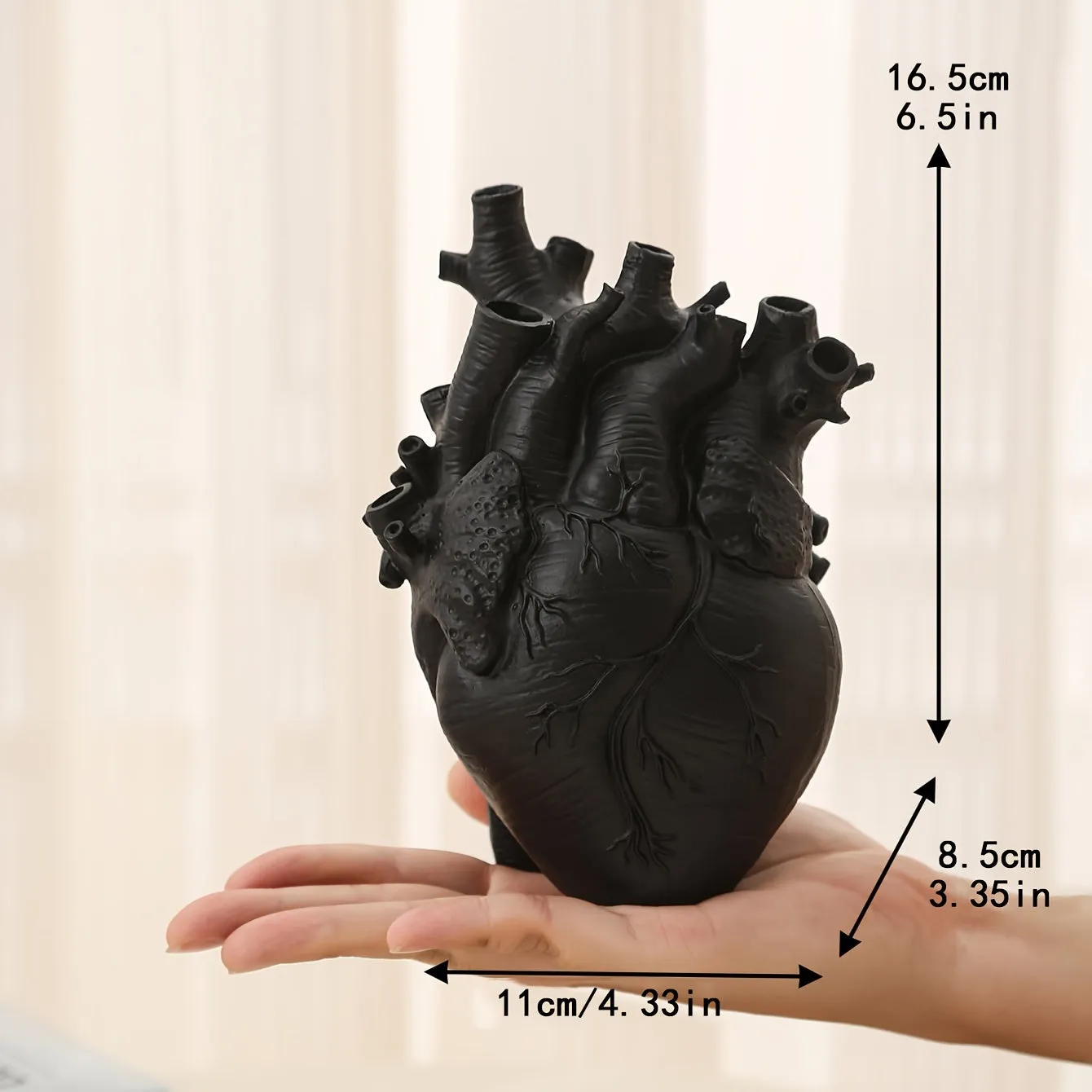 1pc Heart-shaped Resin Ornaments, For Desktops And Living Rooms, Including Flower Vases And Dried Flower Arrangements For Dining Tables, Resin Flower Vases For Desktops