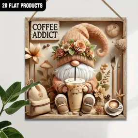 1pc, Vintage Cafe Sign, Cute Gnome Sign, Square Wooden Sign (7.9"x7.9"), Doorway Decoration, Home Decoration, Garden Decoration, Yard Decoration, Room Decoration, Living Room Decoration, Cafe Decoration, Bar Decoration, Gift for Friends