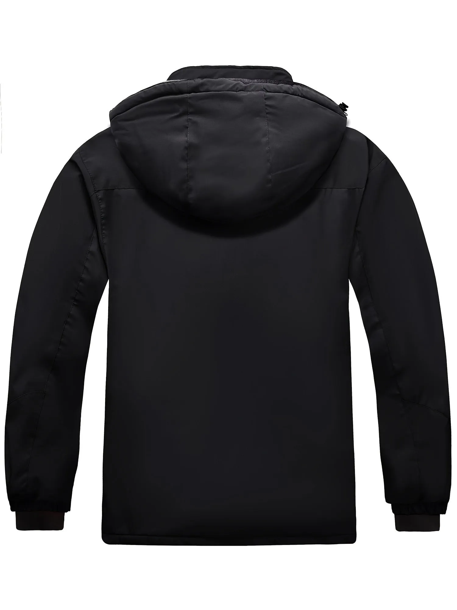 1pc Wantdo Men'S Plus Size Casual Outdoor Ski Parka - Winter Warm Fleece-Lined Waterproof Jacket with Removable Hood, Multi-Pocket Windbreaker, Polyester Zip-Up Oversized Coat