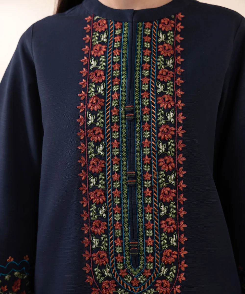 2 Piece - Embroidered Khaddar Suit