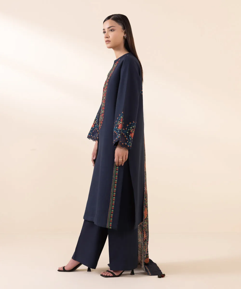 2 Piece - Embroidered Khaddar Suit