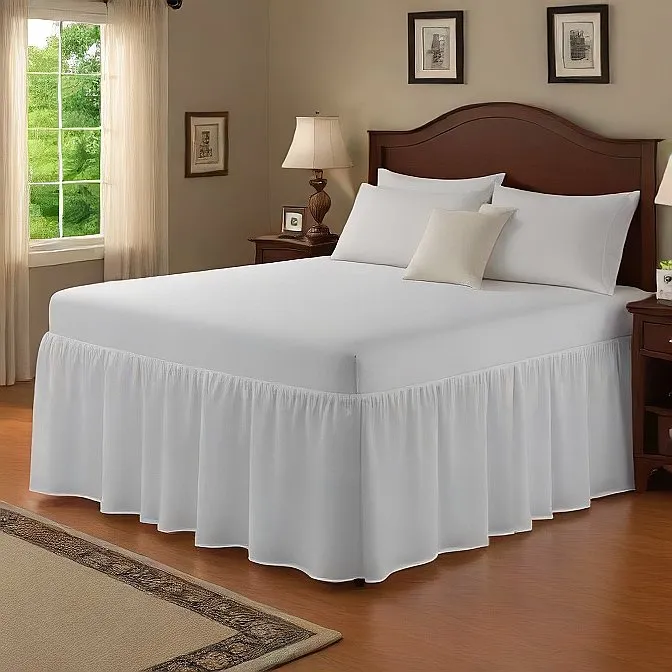 32" Inch Drop Wrap-Around Bed Skirt Ivory 1-Piece Egyptian Cotton