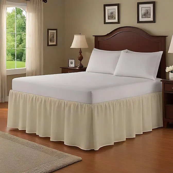 32" Inch Drop Wrap-Around Bed Skirt Ivory 1-Piece Egyptian Cotton
