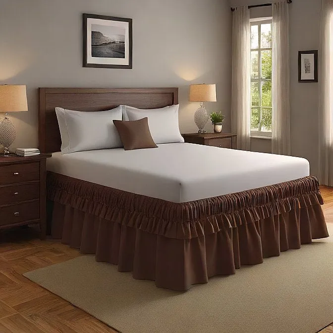 32" Inch Drop Wrap-Around Bed Skirt Ivory 1-Piece Egyptian Cotton