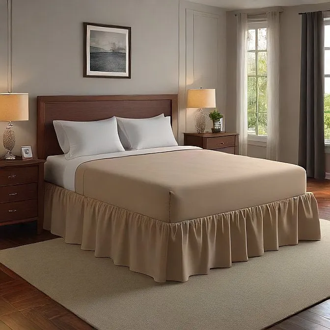 32" Inch Drop Wrap-Around Bed Skirt Ivory 1-Piece Egyptian Cotton