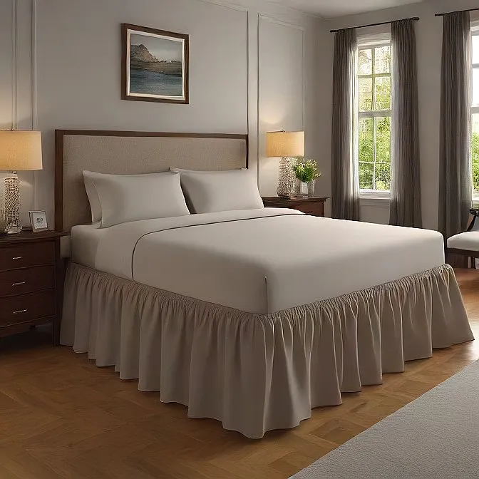 32" Inch Drop Wrap-Around Bed Skirt Ivory 1-Piece Egyptian Cotton