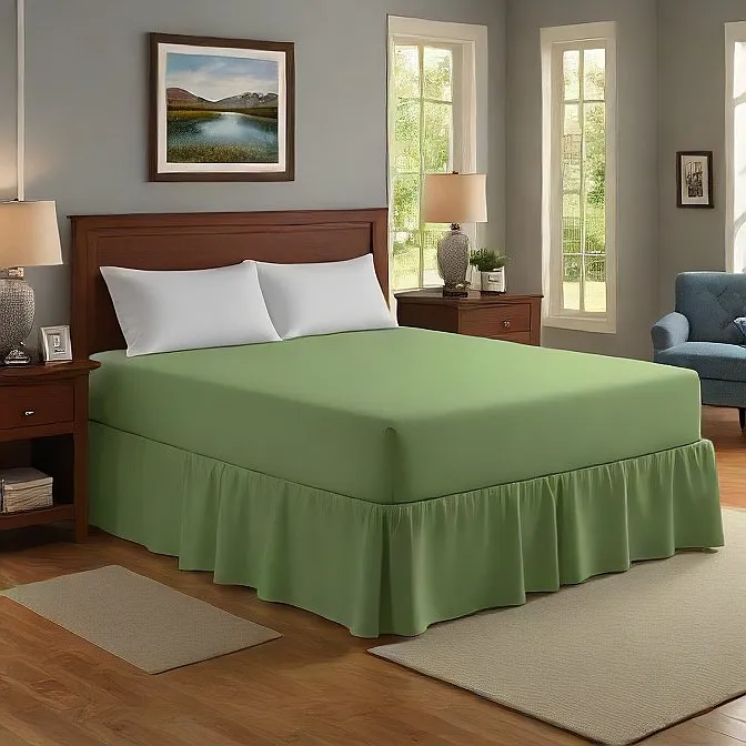 32" Inch Drop Wrap-Around Bed Skirt Ivory 1-Piece Egyptian Cotton