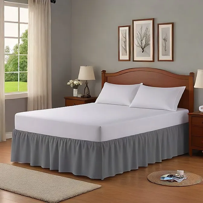 32" Inch Drop Wrap-Around Bed Skirt Ivory 1-Piece Egyptian Cotton