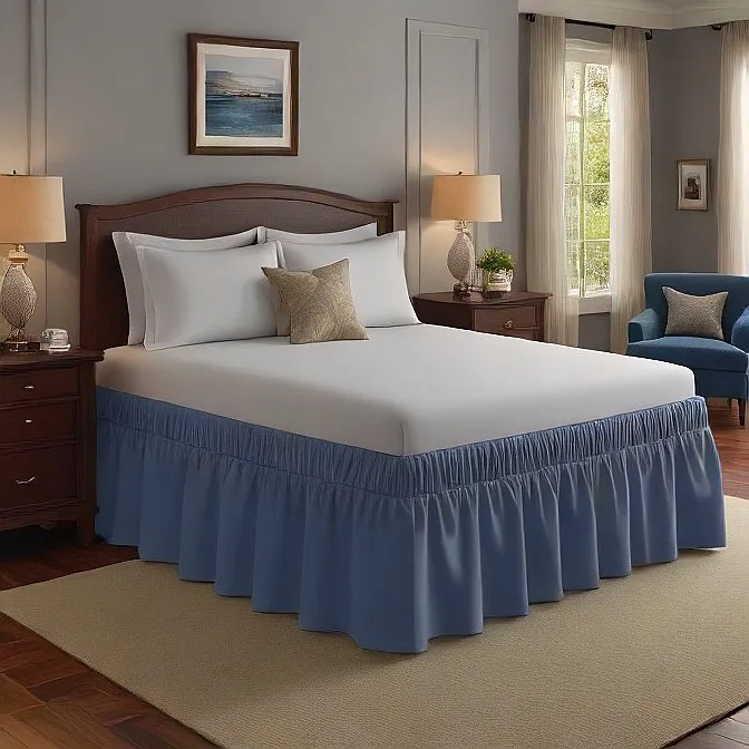 32" Inch Drop Wrap-Around Bed Skirt Ivory 1-Piece Egyptian Cotton