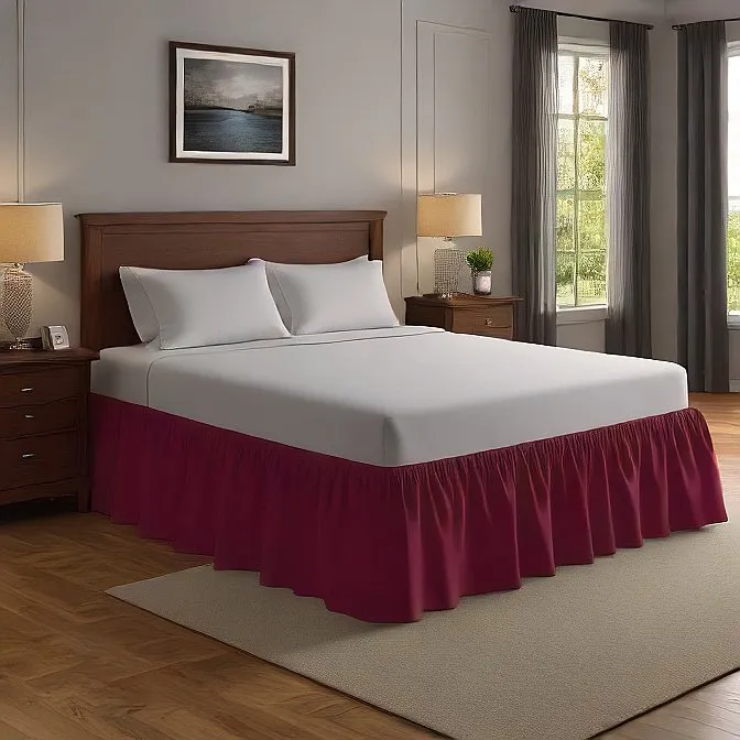 32" Inch Drop Wrap-Around Bed Skirt Ivory 1-Piece Egyptian Cotton