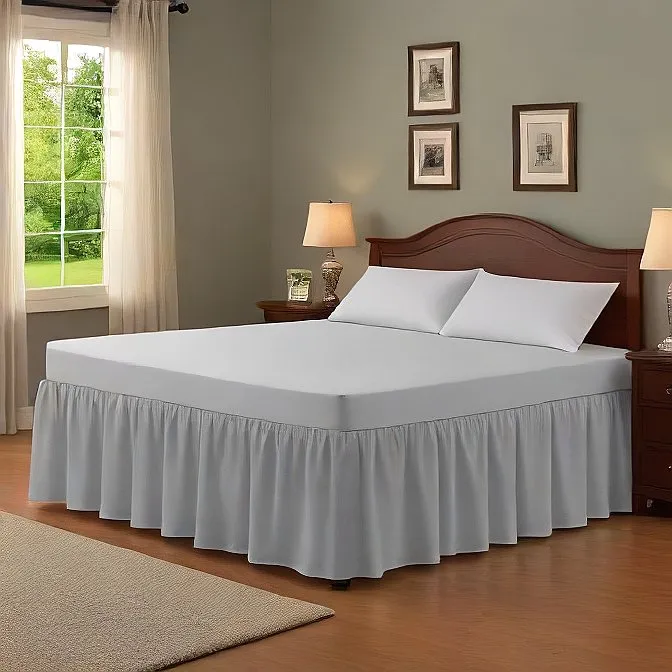 32" Inch Drop Wrap-Around Bed Skirt Ivory 1-Piece Egyptian Cotton