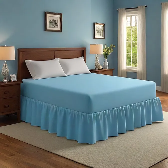 32" Inch Drop Wrap-Around Bed Skirt Ivory 1-Piece Egyptian Cotton