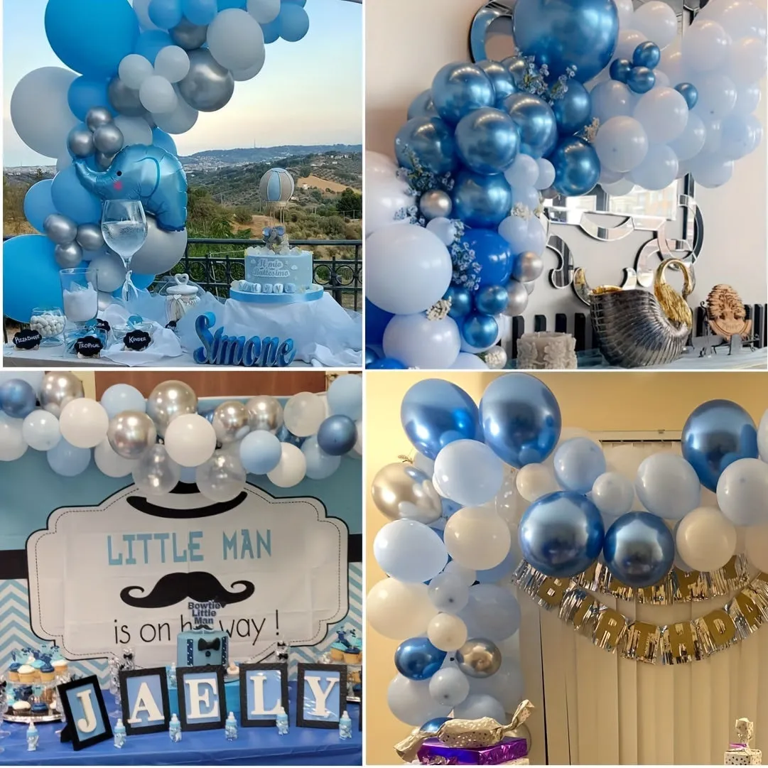 50pcs Blue Latex Balloons - Deep Sky & Metallic Blue Mix for Birthday, Shower, Graduation, Bridal & Wedding Celebrations, Anniversary & Bachelor Party Decorations