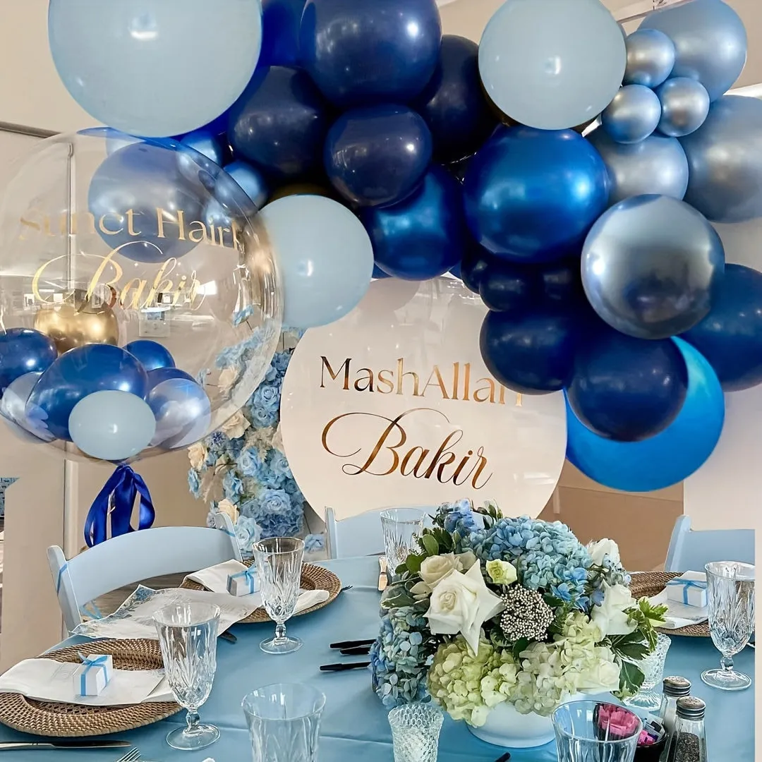 50pcs Blue Latex Balloons - Deep Sky & Metallic Blue Mix for Birthday, Shower, Graduation, Bridal & Wedding Celebrations, Anniversary & Bachelor Party Decorations