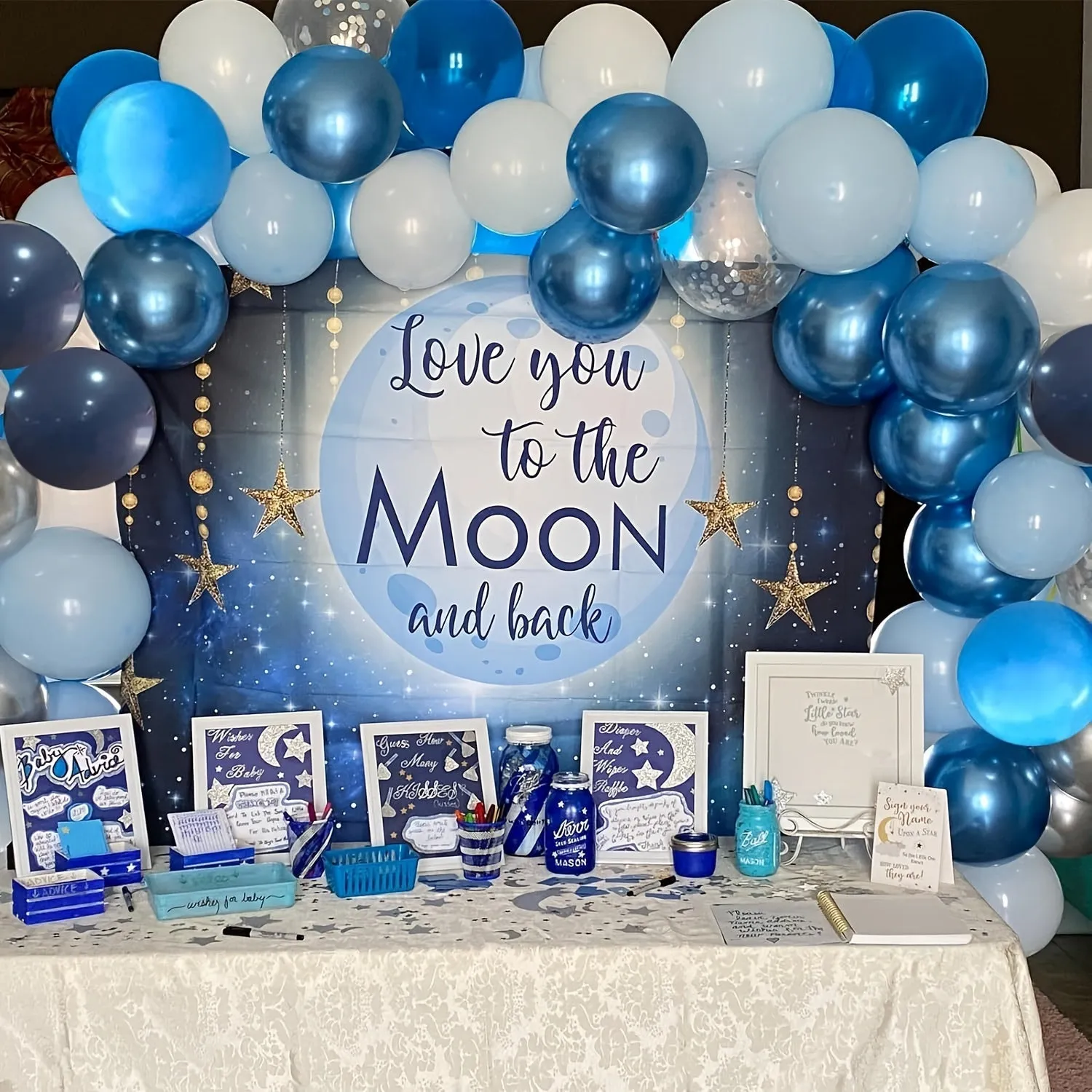 50pcs Blue Latex Balloons - Deep Sky & Metallic Blue Mix for Birthday, Shower, Graduation, Bridal & Wedding Celebrations, Anniversary & Bachelor Party Decorations