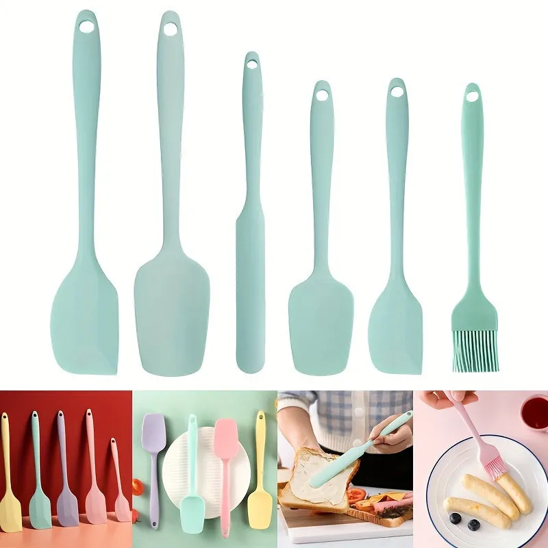 5/6pcs, Silicone Spatula Set, Food Grade Cake Cream Scrapers And Oil Brush, Baking Tools, Kitchen Gadgets, Kitchen Accessories