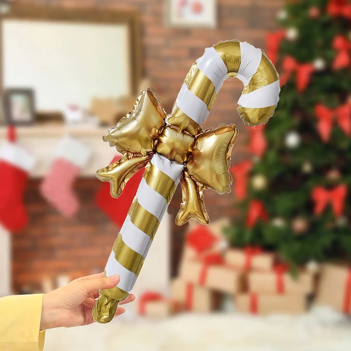 5pcs Vibrant Christmas Candy Cane Foil Balloons - Party Decorations & Photo Props - Festive Room Decor, Creative Gift Ideas, and Scene Decorations for Holiday Celebrations