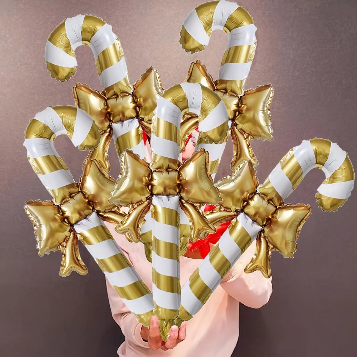 5pcs Vibrant Christmas Candy Cane Foil Balloons - Party Decorations & Photo Props - Festive Room Decor, Creative Gift Ideas, and Scene Decorations for Holiday Celebrations