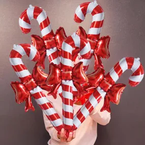 5pcs Vibrant Christmas Candy Cane Foil Balloons - Party Decorations & Photo Props - Festive Room Decor, Creative Gift Ideas, and Scene Decorations for Holiday Celebrations