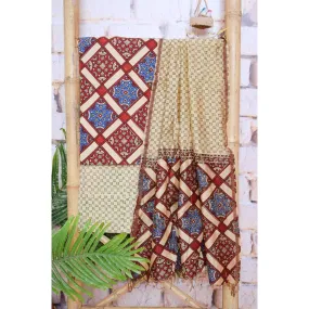 Ajrakh Five Block Suit with Maheshwari Dupatta