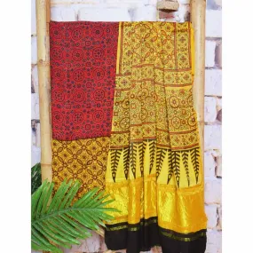 Ajrakh Modal Silk Suit with Tissue Pallu