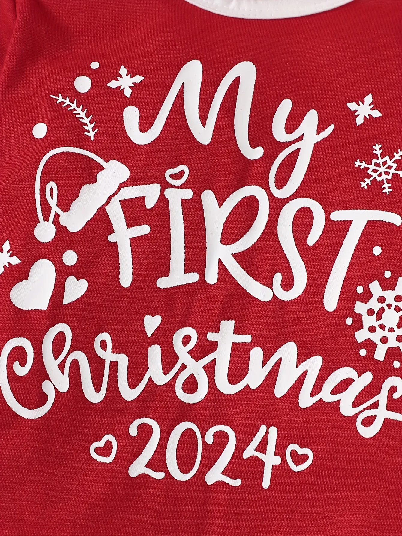 Baby's "My First Christmas " Print Casual Long Sleeve Romper & Hat, Toddler & Infant Boy's Bodysuit  For Fall & Winter Outdoors
