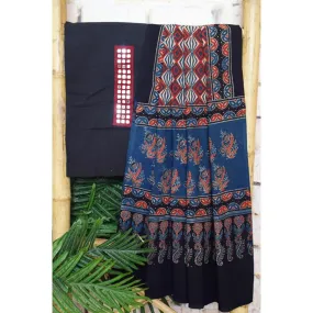 Black Mirror Work Ajrakh Cotton Suit