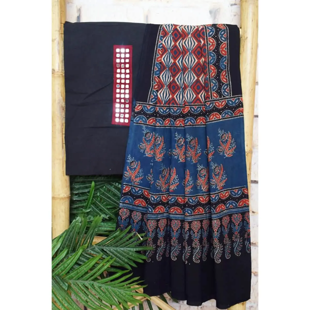 Black Mirror Work Ajrakh Cotton Suit