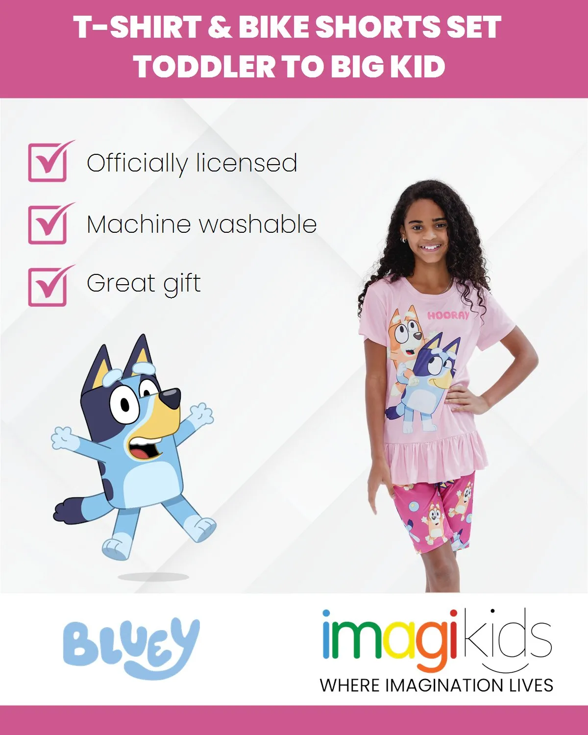 Bluey Peplum T-Shirt and Bike Shorts Outfit Set