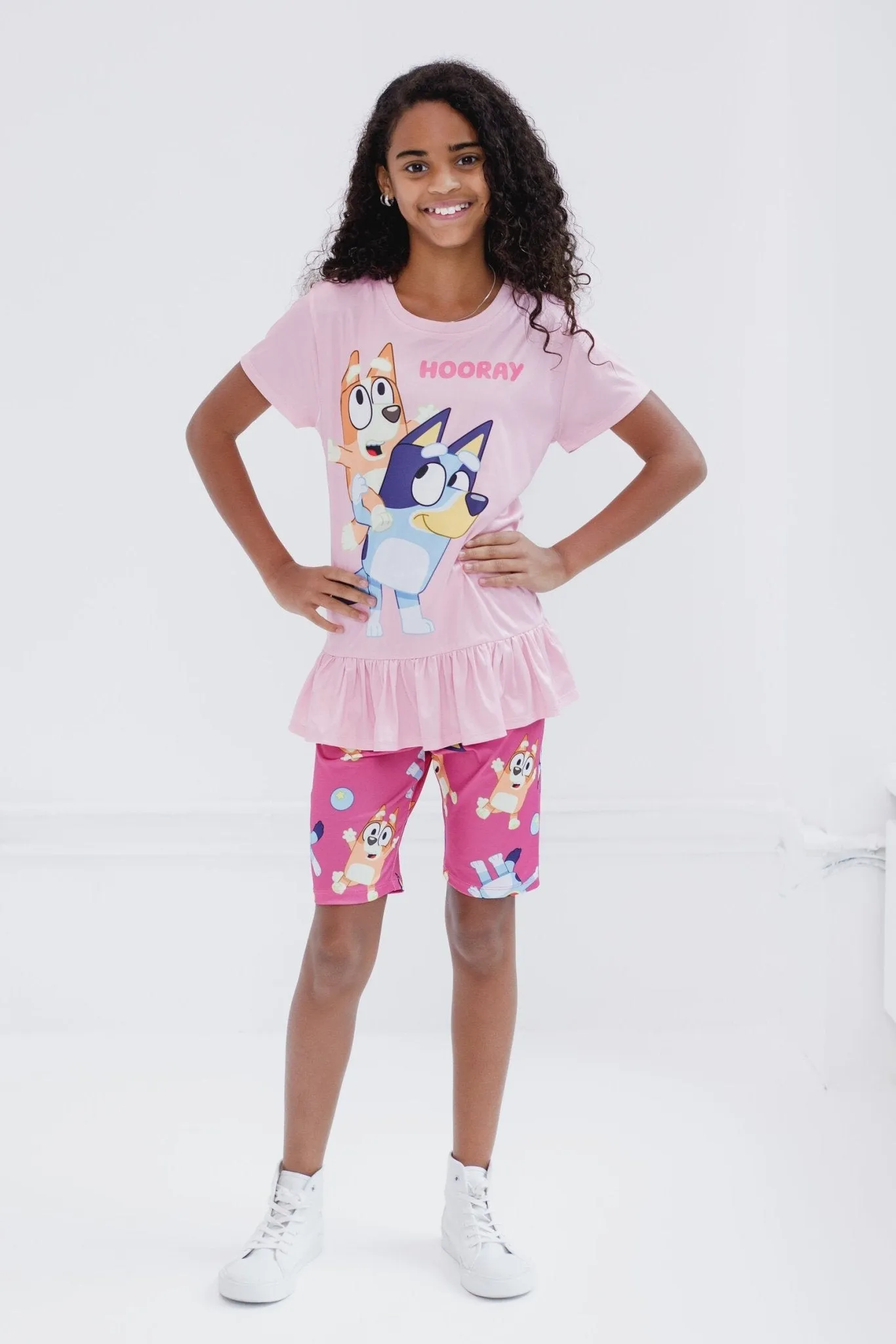 Bluey Peplum T-Shirt and Bike Shorts Outfit Set