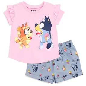 Bluey T-Shirt and Chambray Shorts Outfit Set