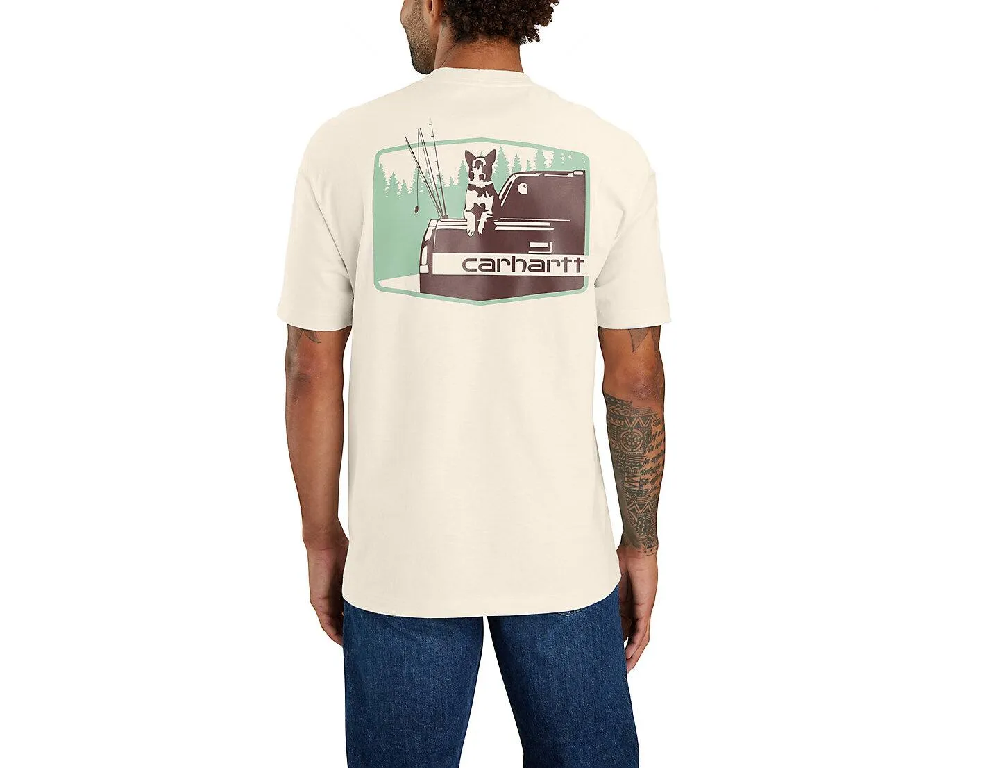 Mens Carhartt Short Sleeve Pocket T-Shirt with Dog Graphic
