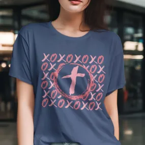 Christian Wedding Anniversary XOXO Heart Cross Love Shirt, Valentines Tee Retro