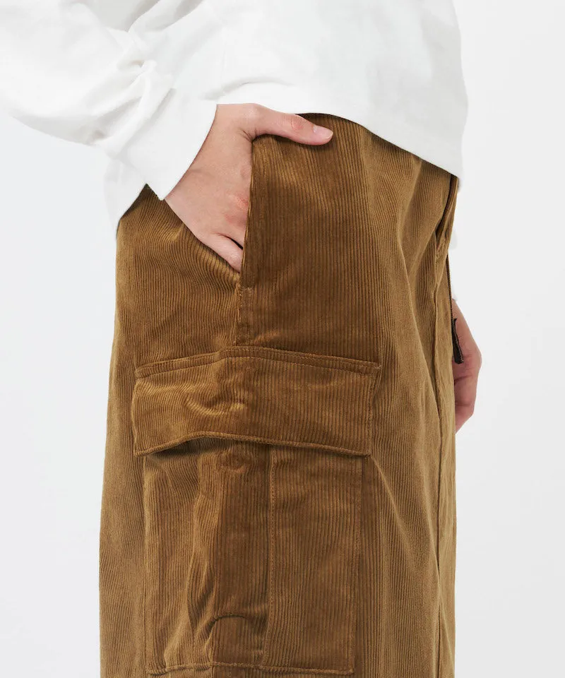 Stylish High-Waisted Corduroy Long Cargo Skirt with Pockets