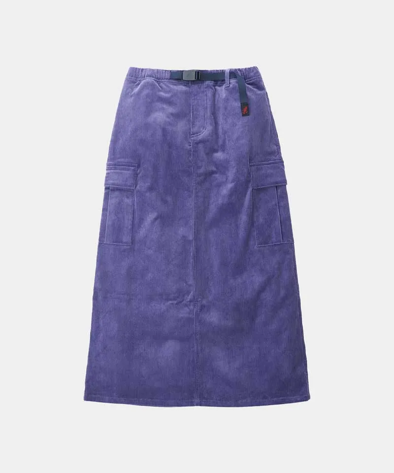 Stylish High-Waisted Corduroy Long Cargo Skirt with Pockets