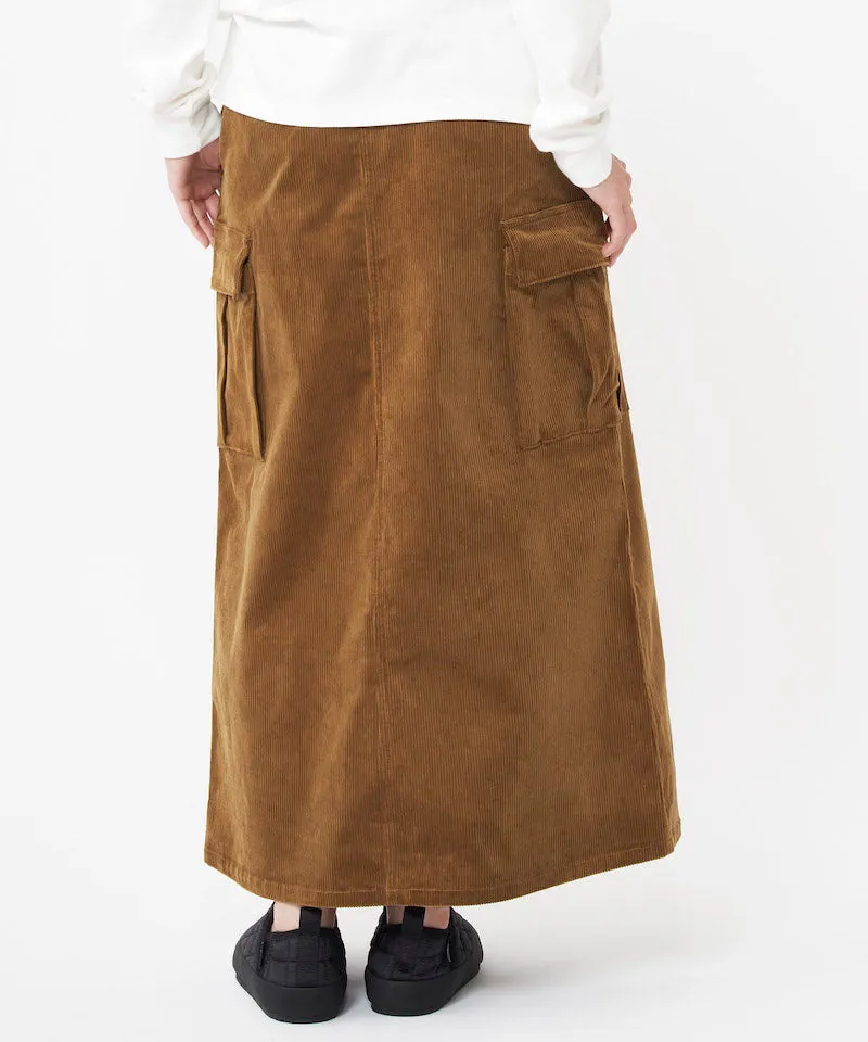Stylish High-Waisted Corduroy Long Cargo Skirt with Pockets