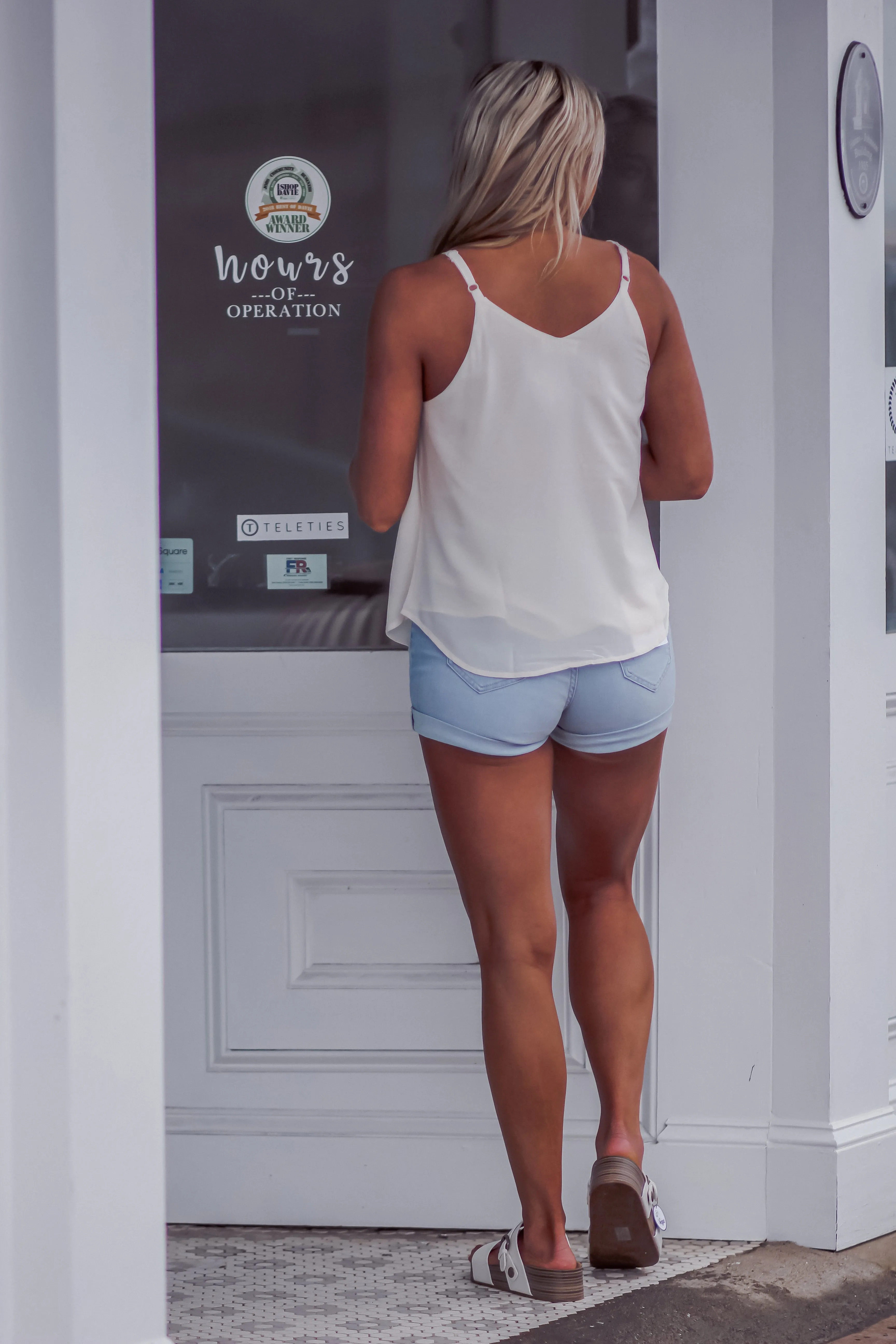 Cream Chiffon Spaghetti Strap Double Layer Tank