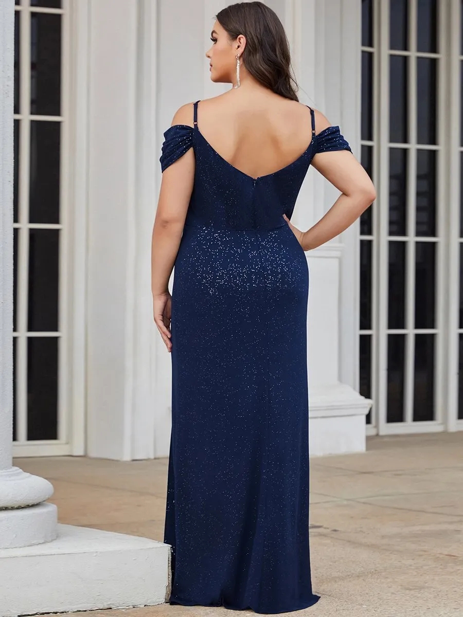 Deep V Neck Plus Size Wholesale Long Evening Dresses with Split