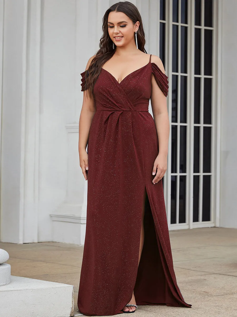 Deep V Neck Plus Size Wholesale Long Evening Dresses with Split