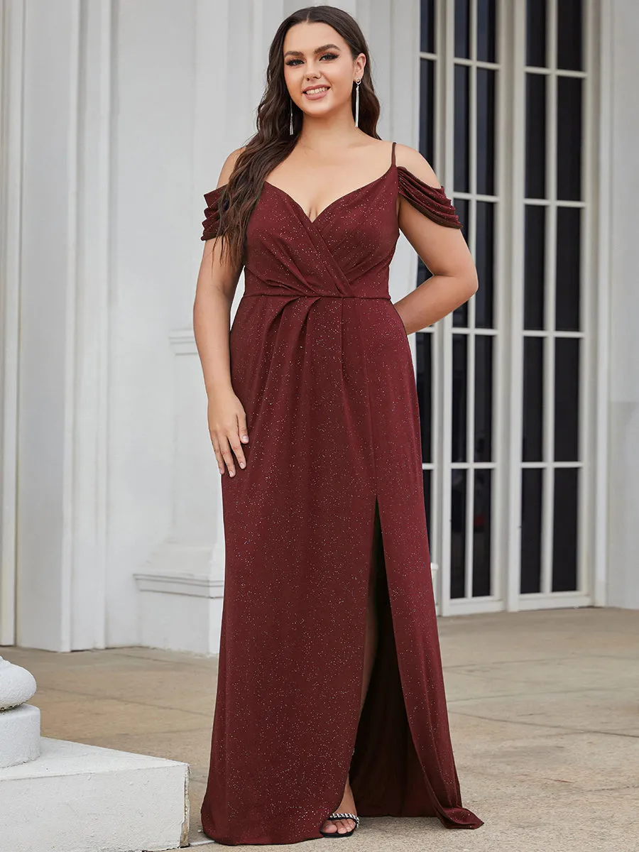 Deep V Neck Plus Size Wholesale Long Evening Dresses with Split