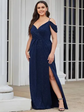 Deep V Neck Plus Size Wholesale Long Evening Dresses with Split