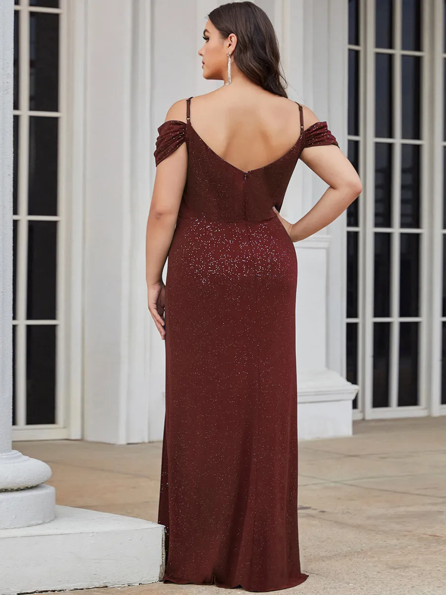 Deep V Neck Plus Size Wholesale Long Evening Dresses with Split