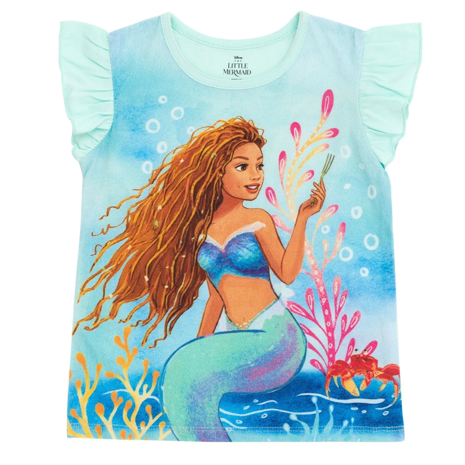 Disney Little Mermaid Princess Ariel T-Shirt and French Terry Shorts Outfit Set