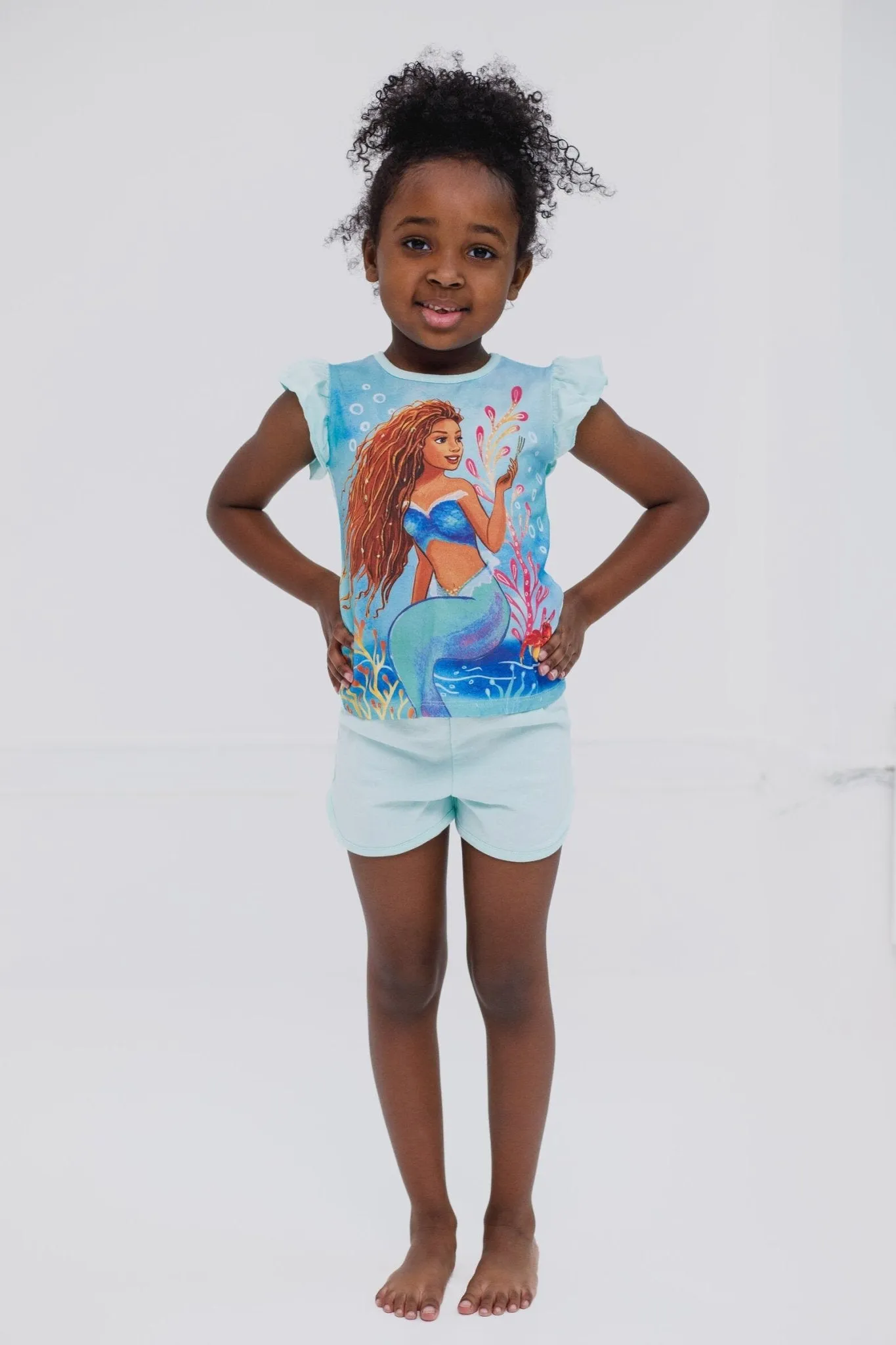 Disney Little Mermaid Princess Ariel T-Shirt and French Terry Shorts Outfit Set