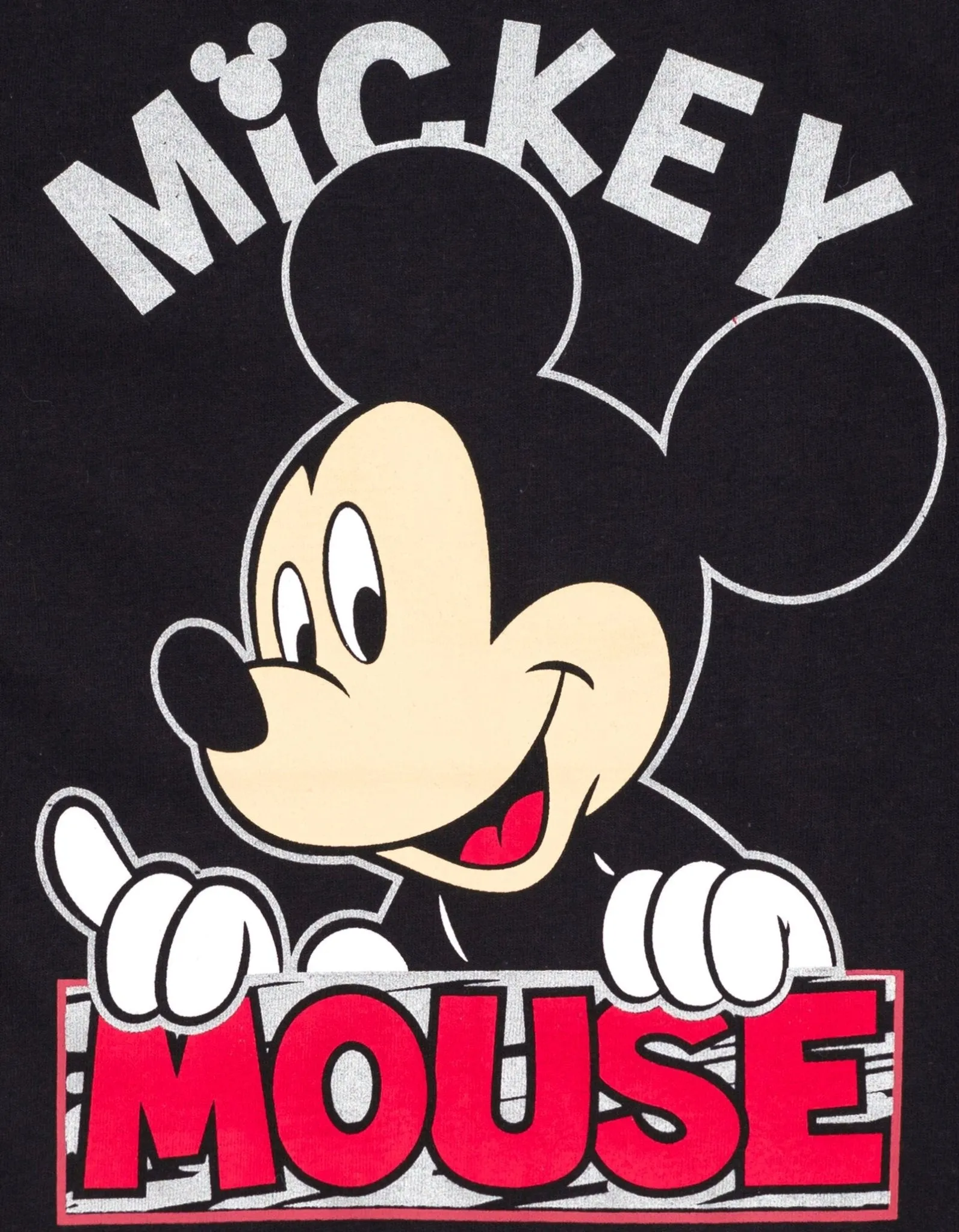 Disney Mickey Mouse Metallic Print T-Shirt and Mesh Shorts Outfit Set